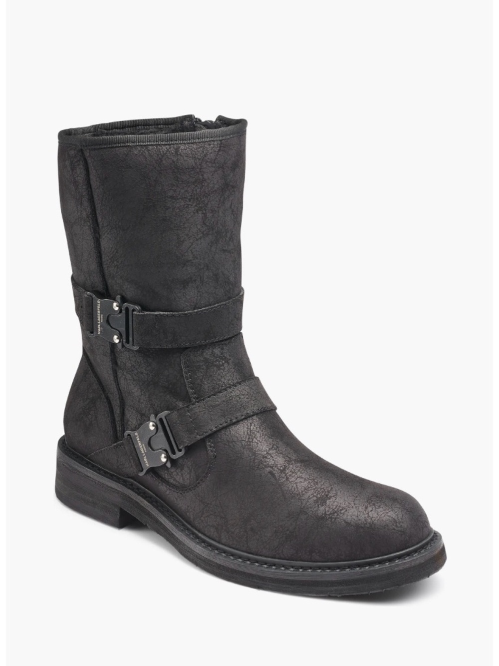 New Karl Lagerfeld Faux Shearling Lined Double Buckle Boot Sz 8.5